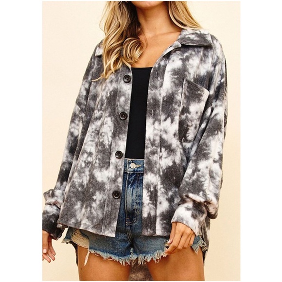 BellanBlue Tops - 09 Cozy Tie Dye Button up Jacket Shacket